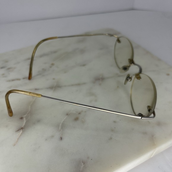 Vintage Rimless Eyeglasses Oval Retro Professor Grandma Light Academia Gold Tone - Picture 7 of 9